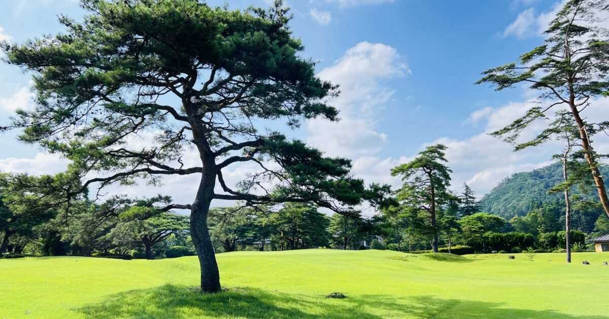 松の木が印象的な日本庭園風のゴルフコース